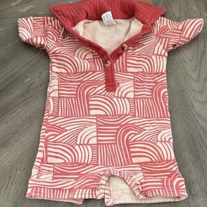 kate quinn Coral & Cream Geometric Baby One-Piece